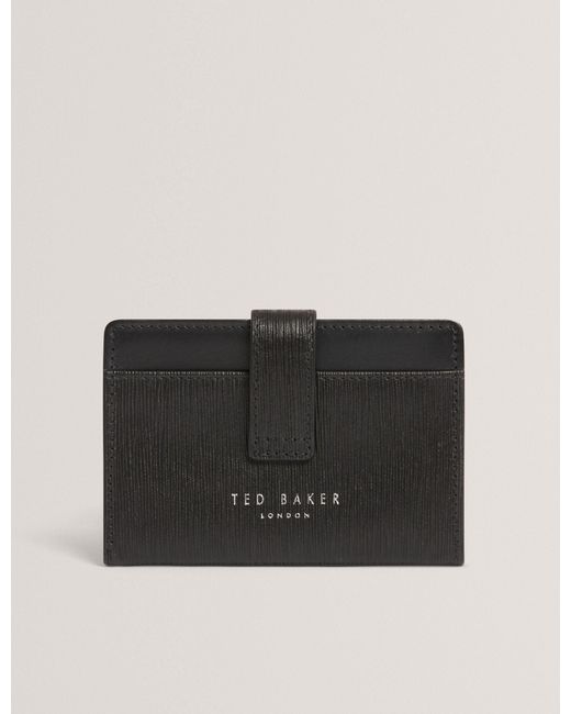 Ted Baker Black Balard Bark Leather Tab Card Holder for men