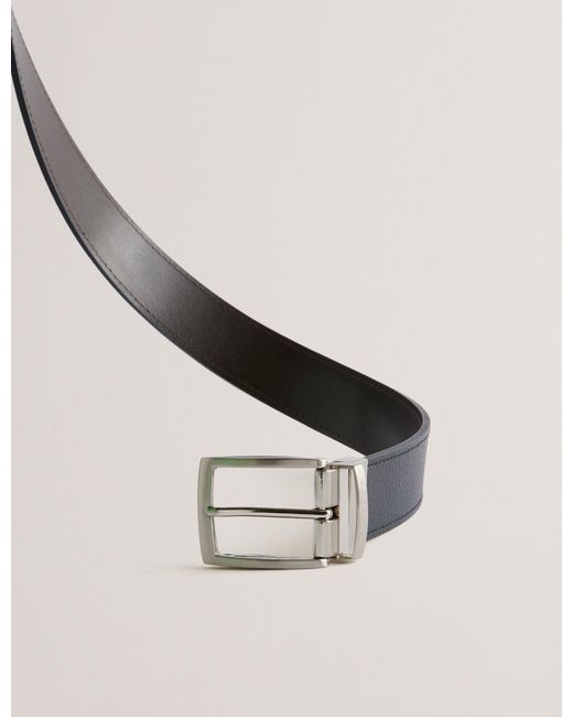 Ted Baker Black Breemer Reversible Textured Leather Belt for men