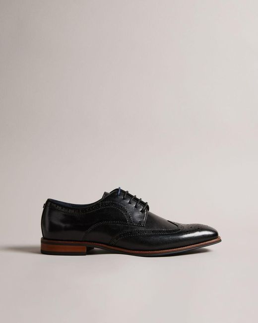 Ted Baker Brogue Detail Derby Shoes in Black for Men | Lyst
