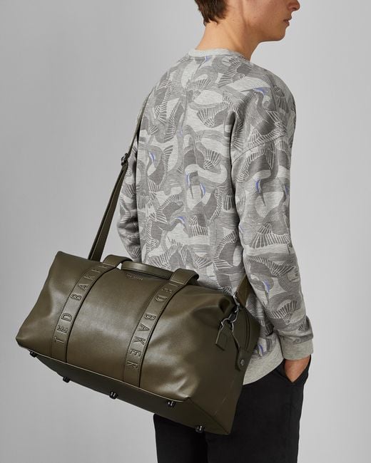 Ted Baker Debossed Weekend Bag in Olive 