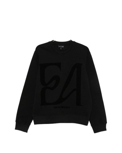 Emporio Armani Black Logo Cotton Sweatshirt for men