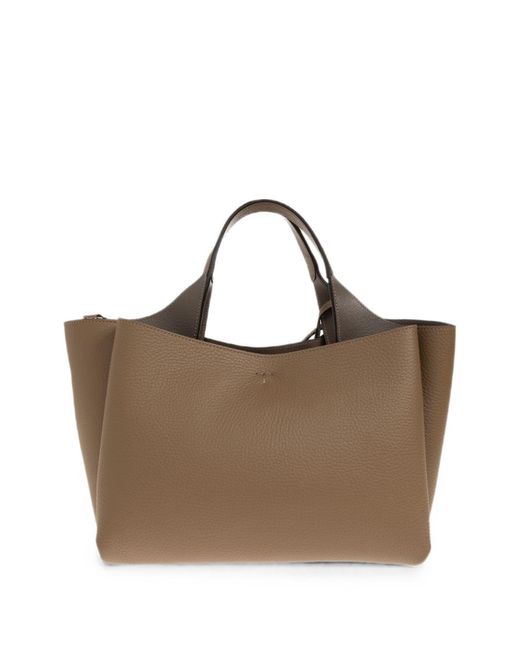 Tod's Brown T Timeless Mini Leather Tote Bag