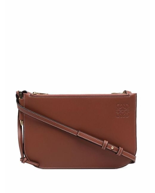 Loewe Leather Gate Double Zip Crossbody Bag in Brown Lyst