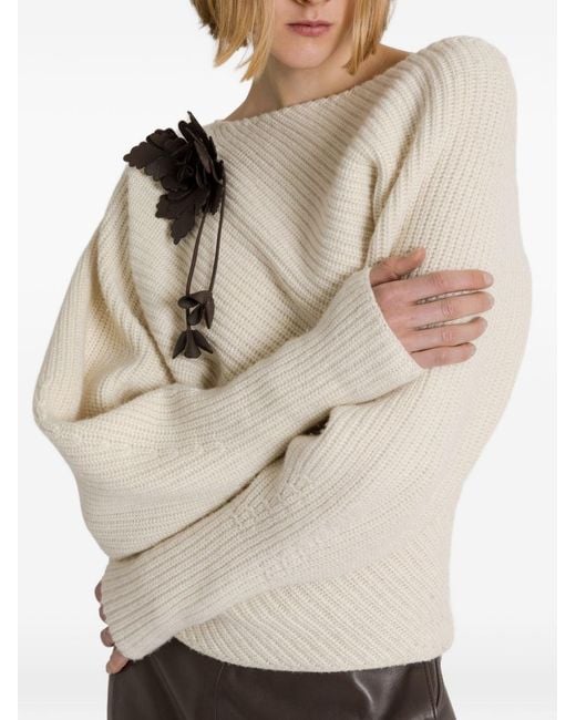 Alberta Ferretti Natural Wool And Cashmere Sweater