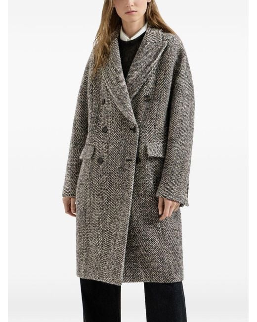 Brunello Cucinelli Gray Wool Double-Breasted Coat