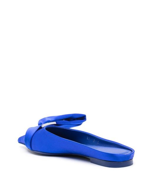 Ferragamo Blue Bow Leather Slippers