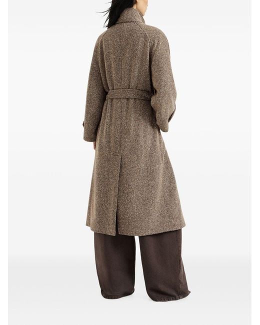 Brunello Cucinelli Brown Wool Long Coat