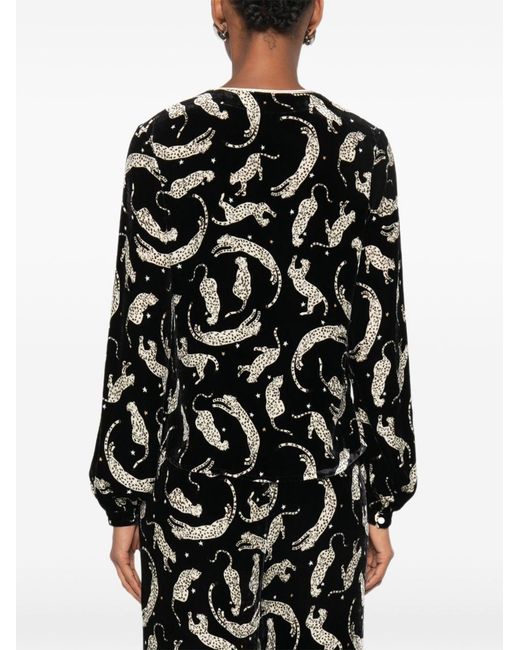 Forte_forte Black Printed Velvet Blouse