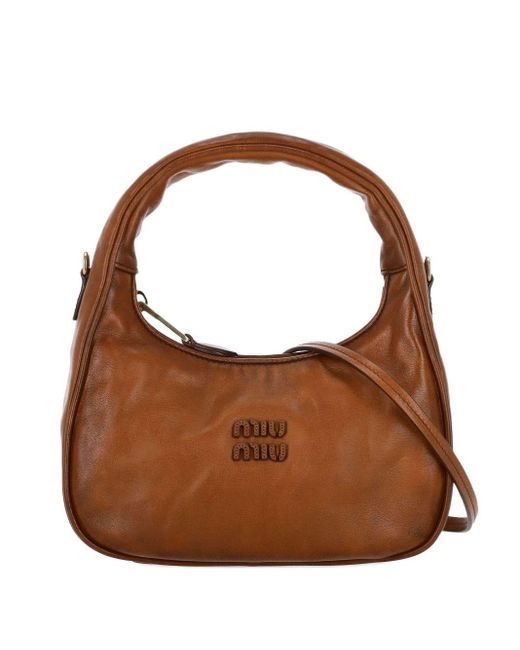 Miu Miu Brown Wander Small Leather Hobo Bag