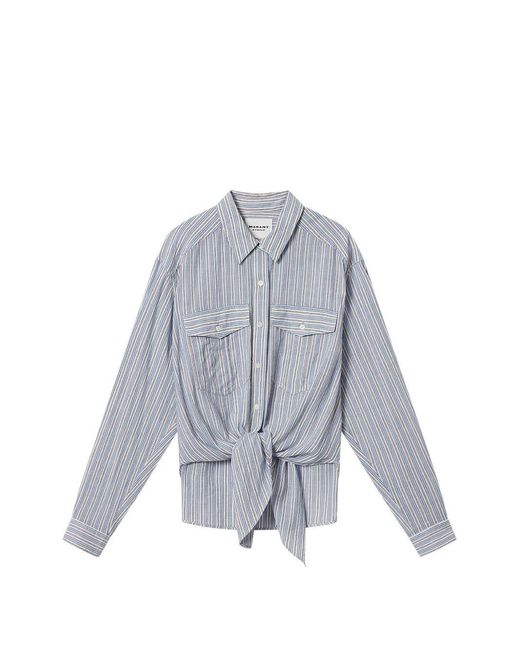 Isabel Marant Gray Nath Striped Cotton Shirt