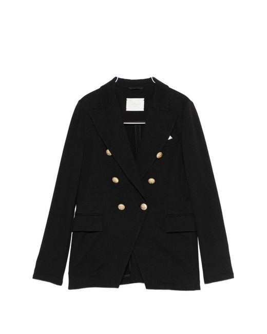 Circolo 1901 Black Cotton Double-Breasted Jacket