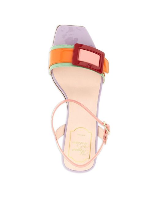 Roger Vivier Pink Belle Vivier Leather Sandals