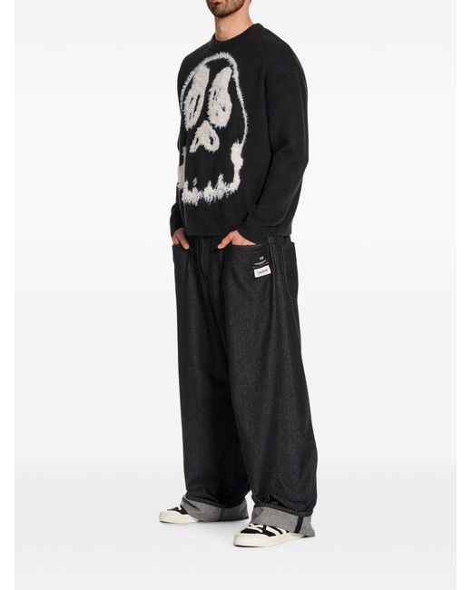 Y-3 Black Wool Blend Crenwneck Sweater for men