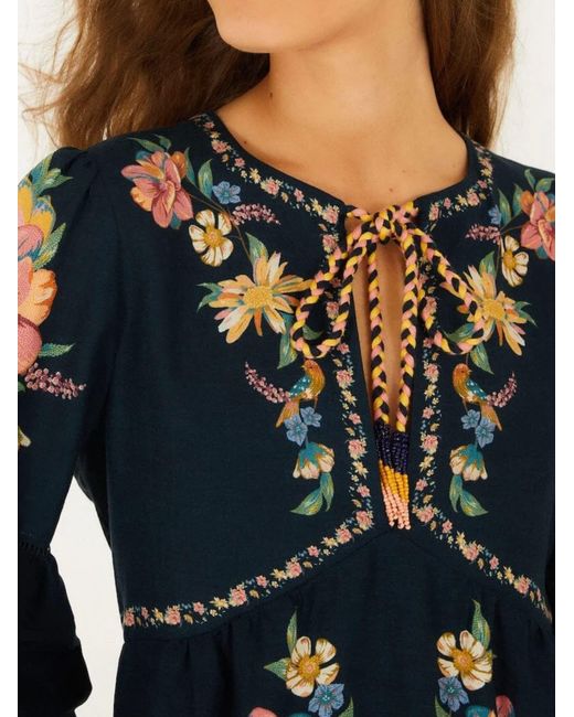 Farm Rio Blue Maira Floral Mini Dress