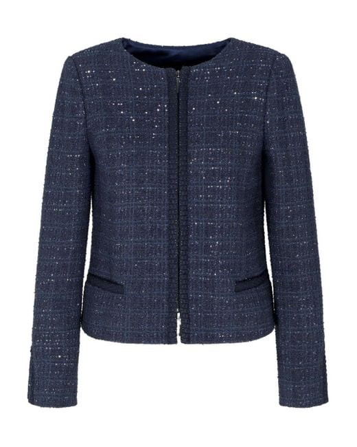 Emporio Armani Blue Wool Blend Blazer Jacket