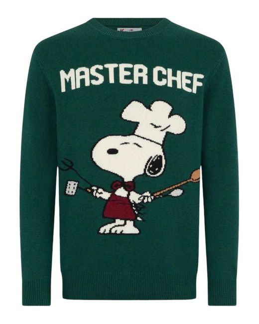 Mc2 Saint Barth Green Graphic Print Crew Neck Sweatshirt With Playful Design for men