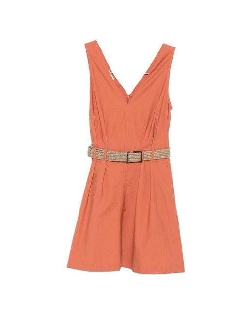 Brunello Cucinelli Orange Cotton Belted Dress