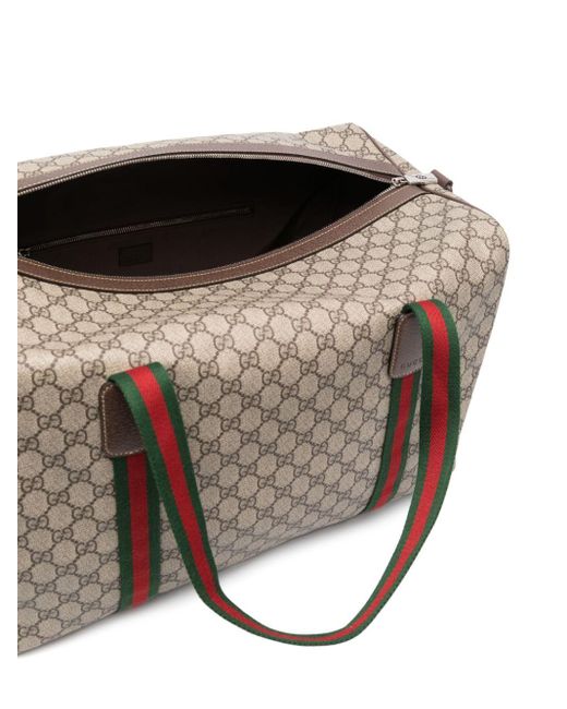 Gucci Large Jumbo Gg Leather Duffle Bag In Green