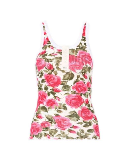 Chloé Pink Printed Cotton Tank Top
