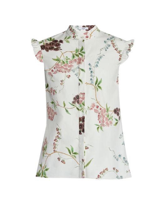 Erdem White Floral Print Top
