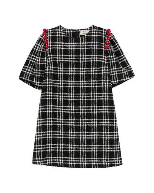 ALESSANDRO ENRIQUEZ Black Checked Short Dress