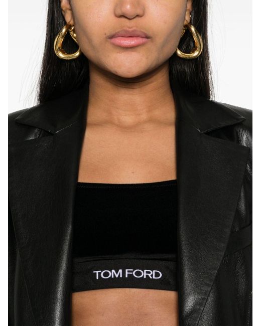 Bralette In Velluto Con Logo di Tom Ford in Black