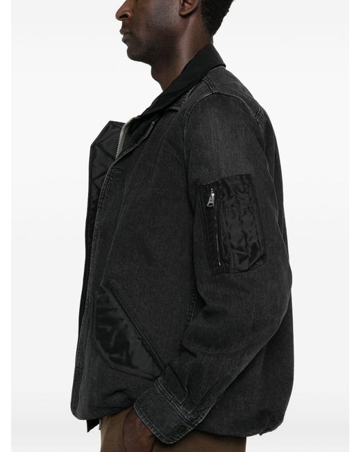 Sacai Black Denim And Nylon Jacket for men