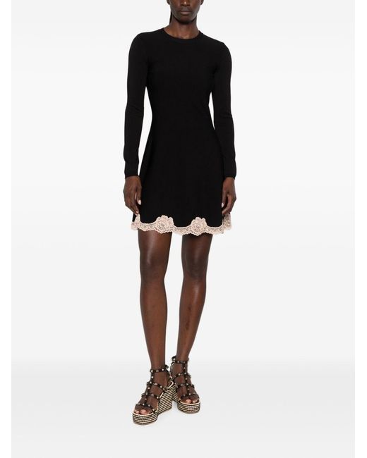 Valentino Black Lace Detail Short Dress