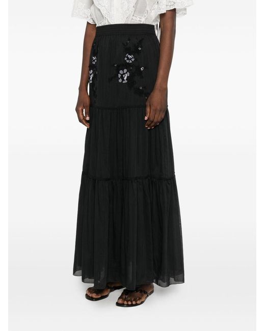 Ermanno Scervino Black Cotton Long Skirt