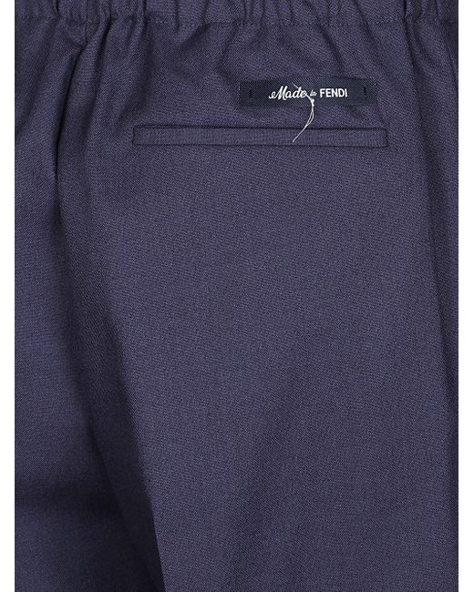Fendi Blue Trousers With Logo for men