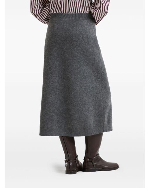 Brunello Cucinelli Gray Cashmere Midi Skirt