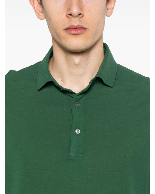 Drumohr Green Logo-tag Cotton Polo Shirt for men