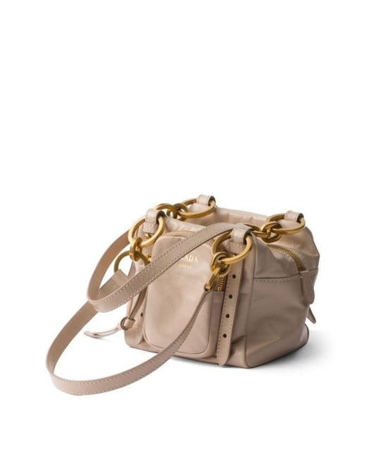 Prada Pink Dangle Mini Leather Bucket Bag
