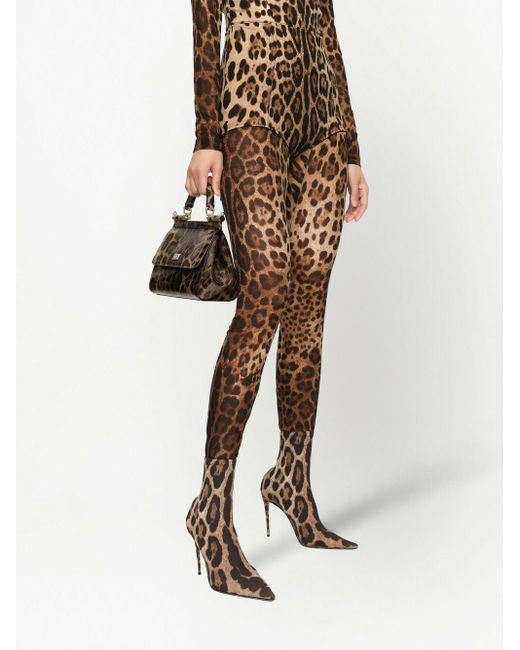 Dolce & Gabbana Black Sicily Medium Leopard Print Handbag