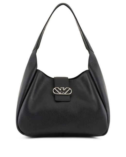Emporio Armani Black Leather Medium Hobo Bag