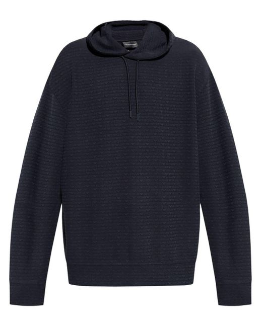 Felpa Con Cappuccio E Logo di Emporio Armani in Blue da Uomo