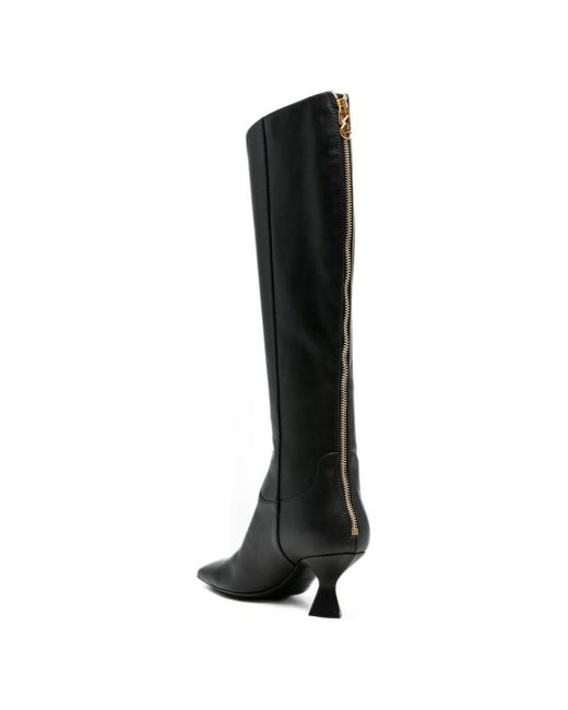 Sergio Rossi Black Leather Heel Boots