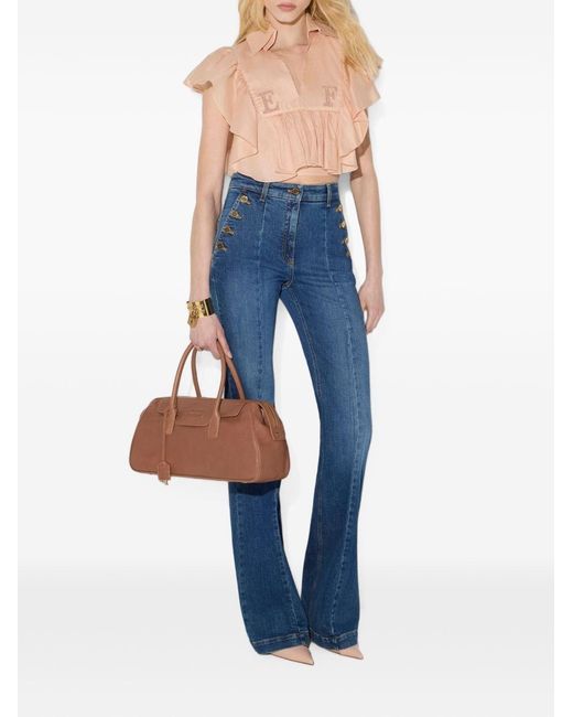 Elisabetta Franchi Blue Flared Leg Denim Jeans