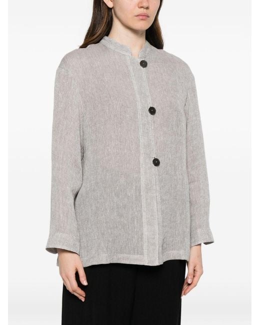 Emporio Armani White Linen Buttoned Jacket