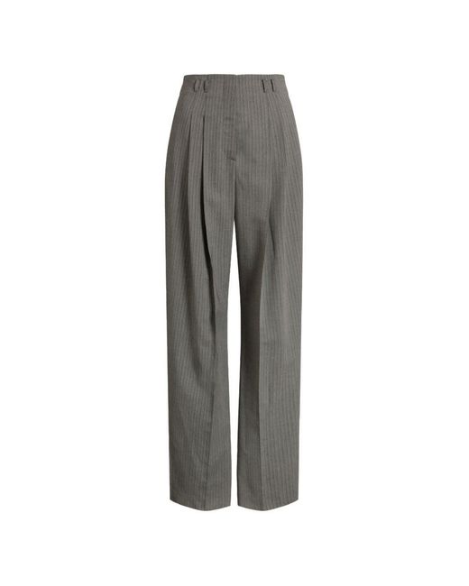 Alberta Ferretti Gray Wool Blend Tailoring Trousers