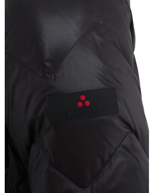 Peuterey Black Cropped Zip-Up Jacket With Chevron Quilting And Hood for men
