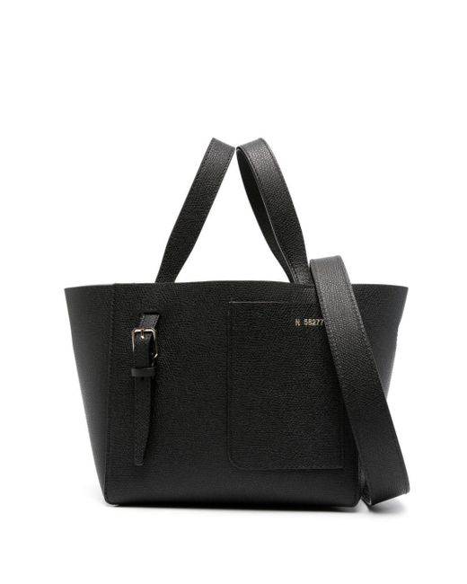 Valextra Black Soft Bucket Micro Leather Tote Bag