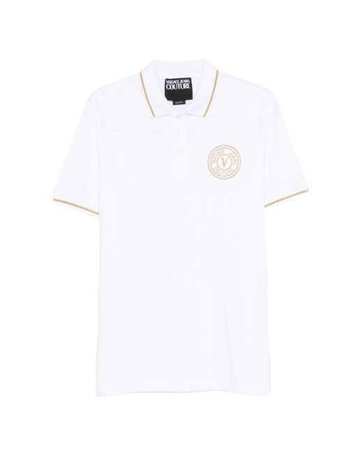 Versace Jeans Couture White Cotton Polo Shirt for men