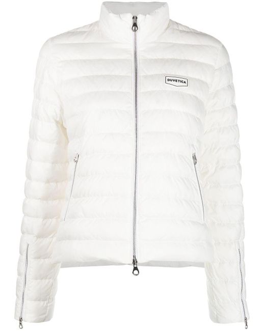 Duvetica White Bedonia Logo-patch Quilted Jacket