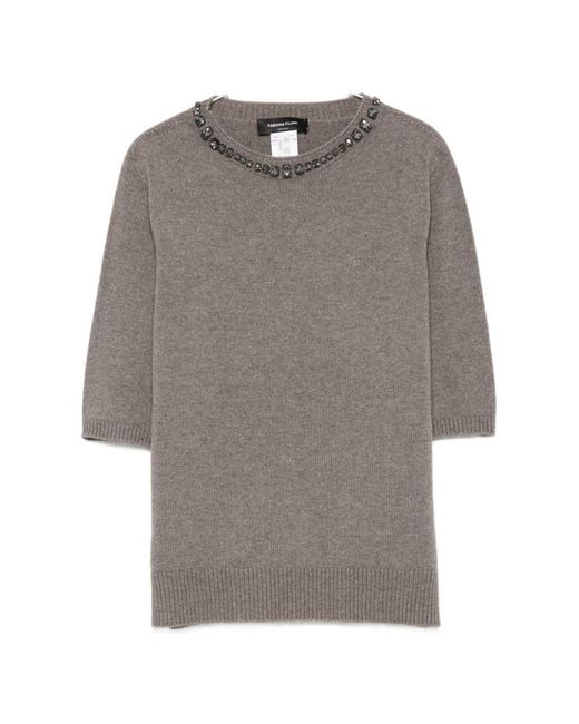 Fabiana Filippi Gray Wool Crewneck Sweater