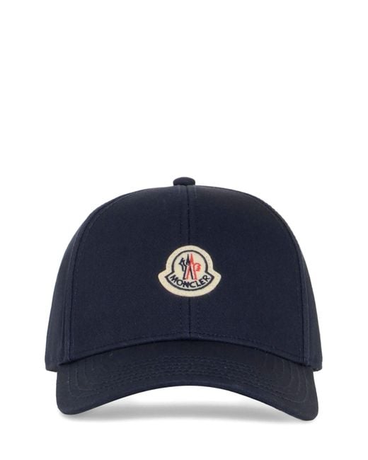 Moncler Blue Logo Cotton Baseball Cap for men