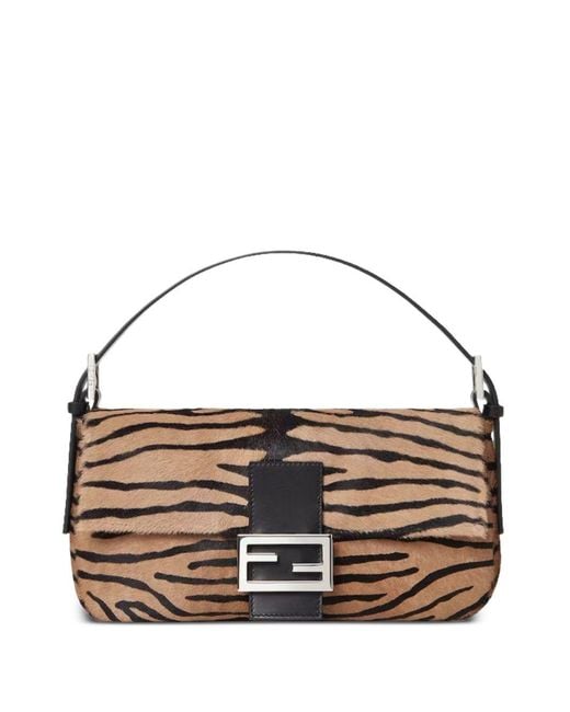 Fendi Metallic Baguette Leather Shoulder Bag