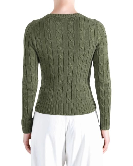 Polo Ralph Lauren Green Cable-Knit Logo-Embroidered Sweater