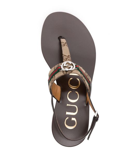 Gucci Multicolor Gg And Web Motif Thong Sandals