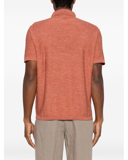 Brioni Orange Cashmere And Silk Blend Polo Shirt for men